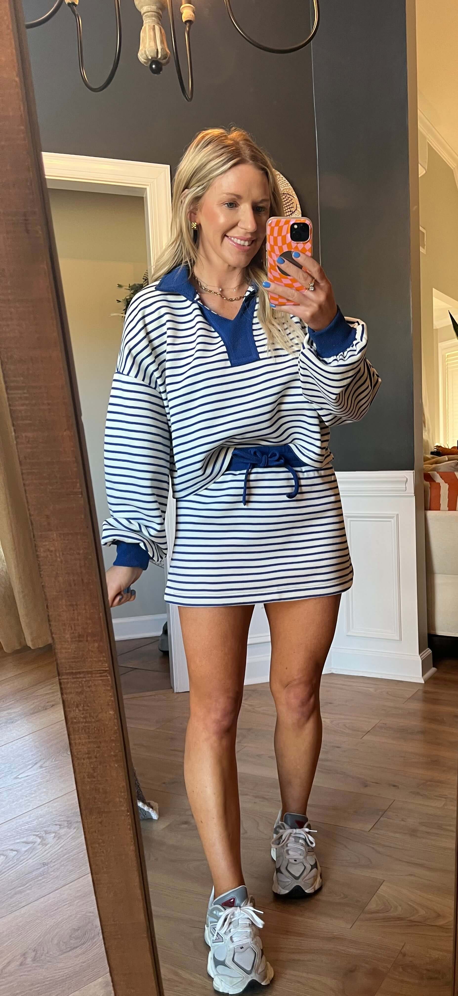 View details for Day Date Summer Stripe Skort Set/ Royal Blue white Day Date Summer Stripe Skort Set/ Royal Blue white-savvy-beautique