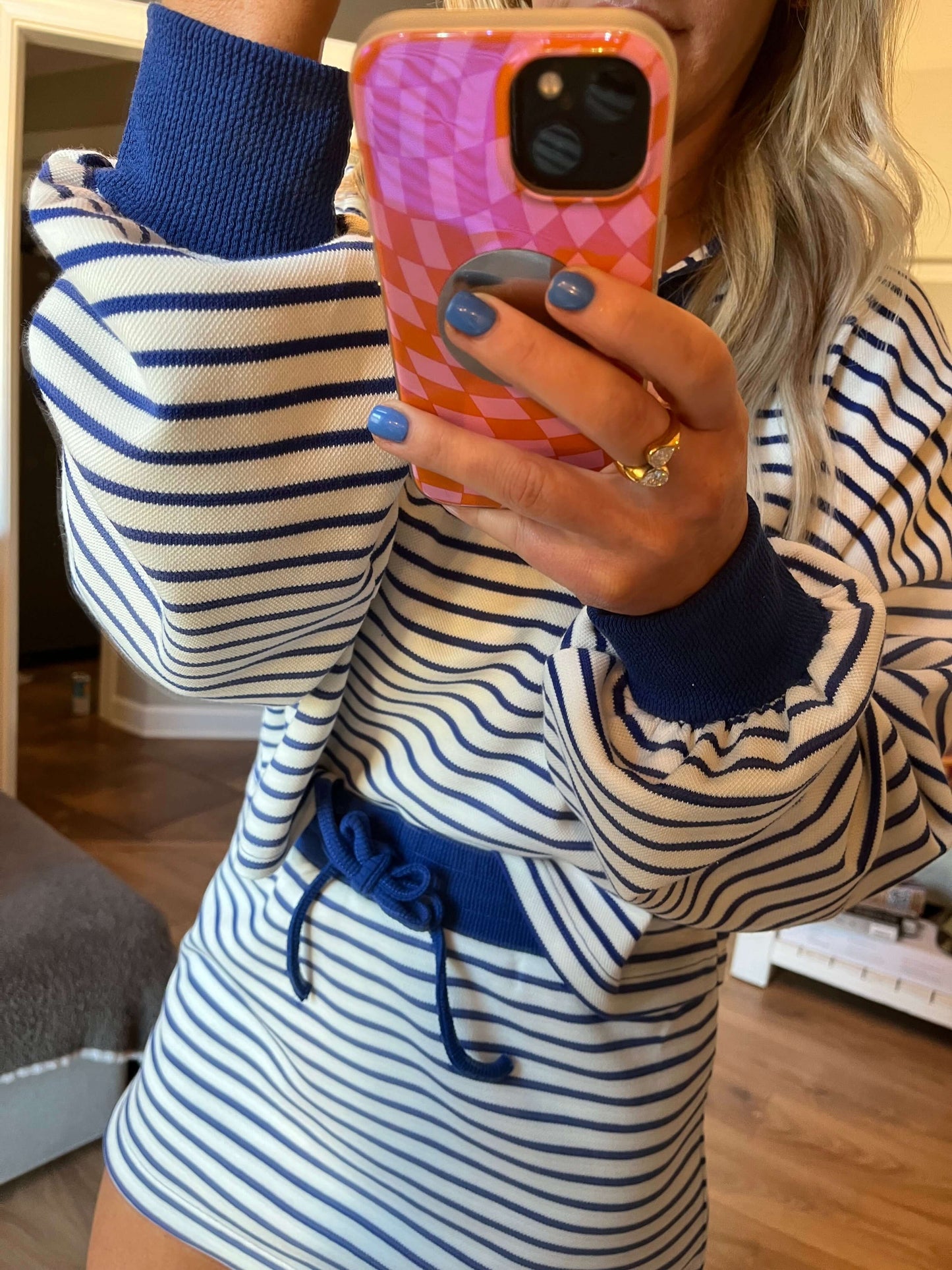 View details for Day Date Summer Stripe Skort Set/ Royal Blue white Day Date Summer Stripe Skort Set/ Royal Blue white-savvy-beautique