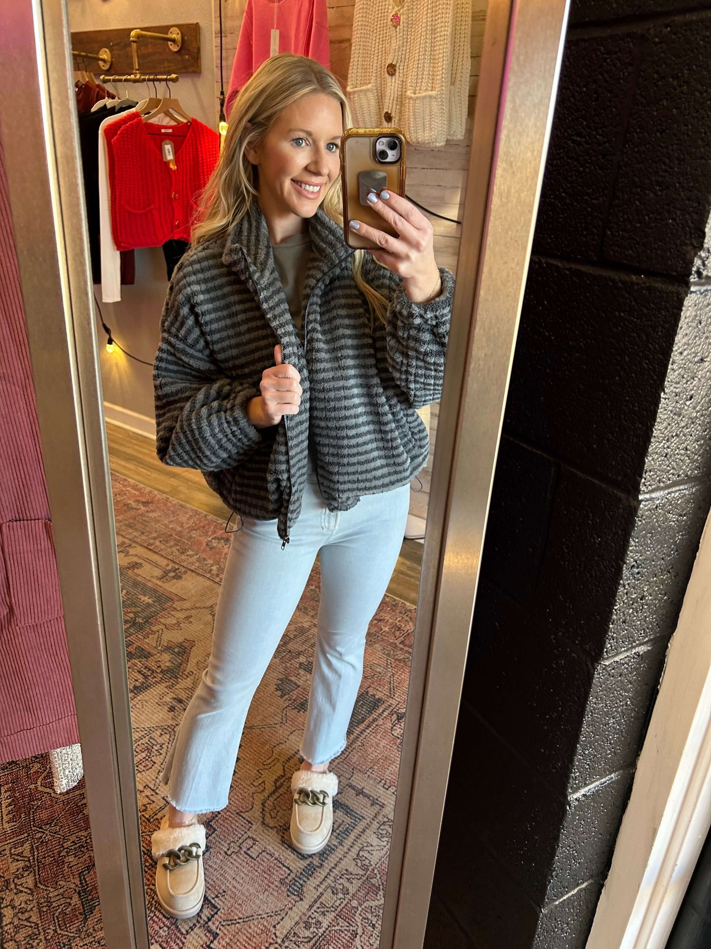 Charcoal Chenille Bomber Jacket