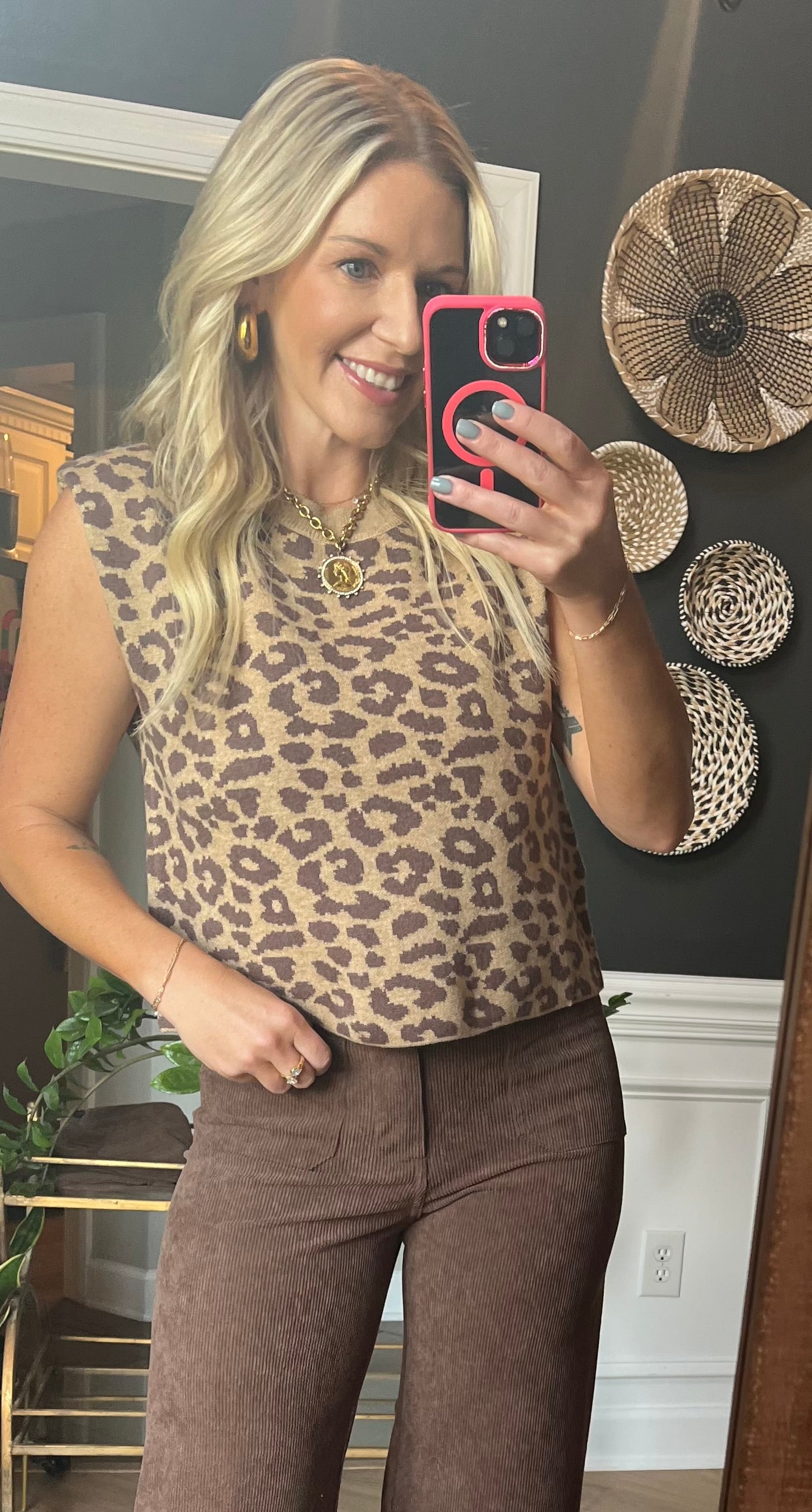 Viscose Leopard Sleeveless Sweater
