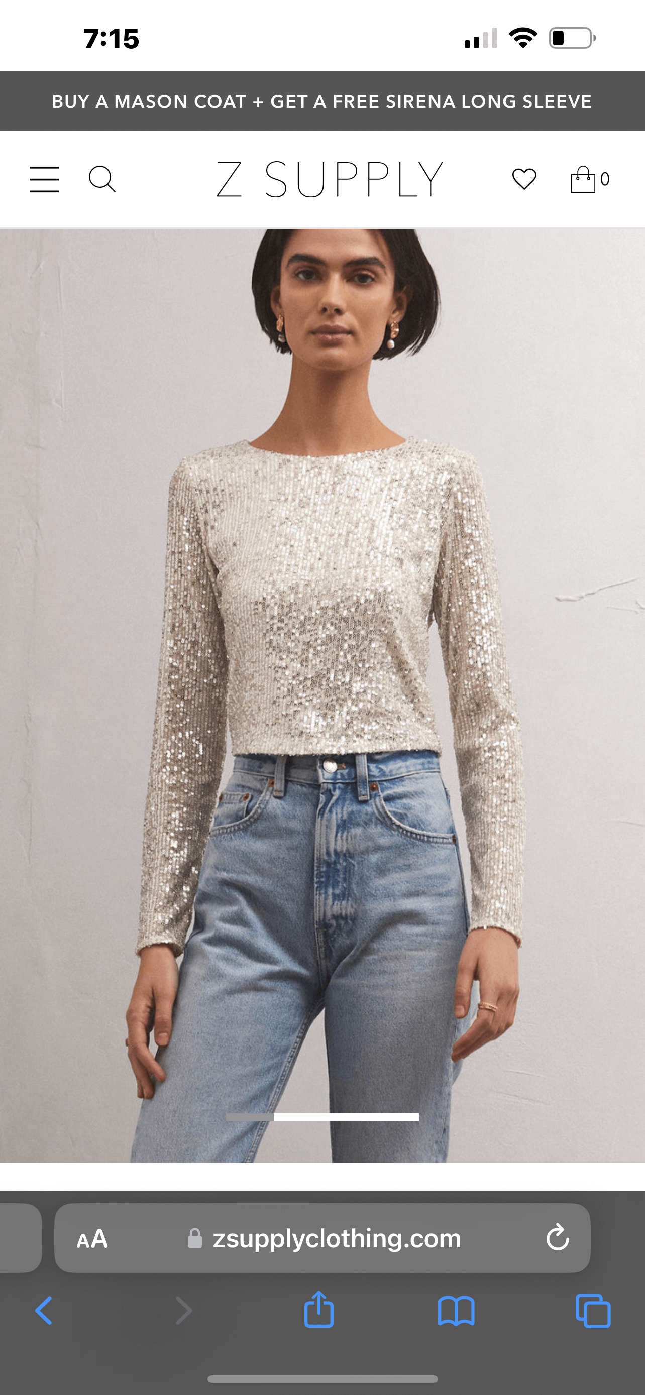 Z Supply Aurora Sequin Crop Long Sleeve Top