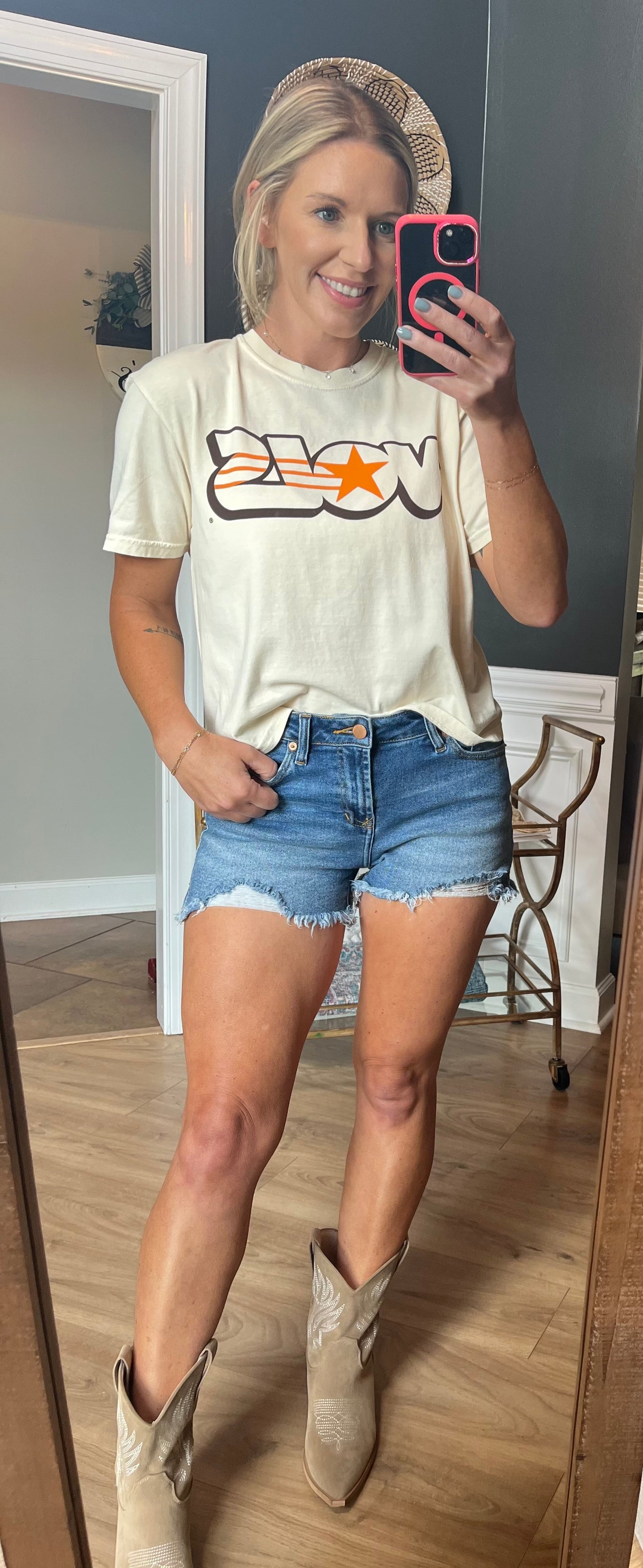 VOLS Star Retro Crop Tee/cream