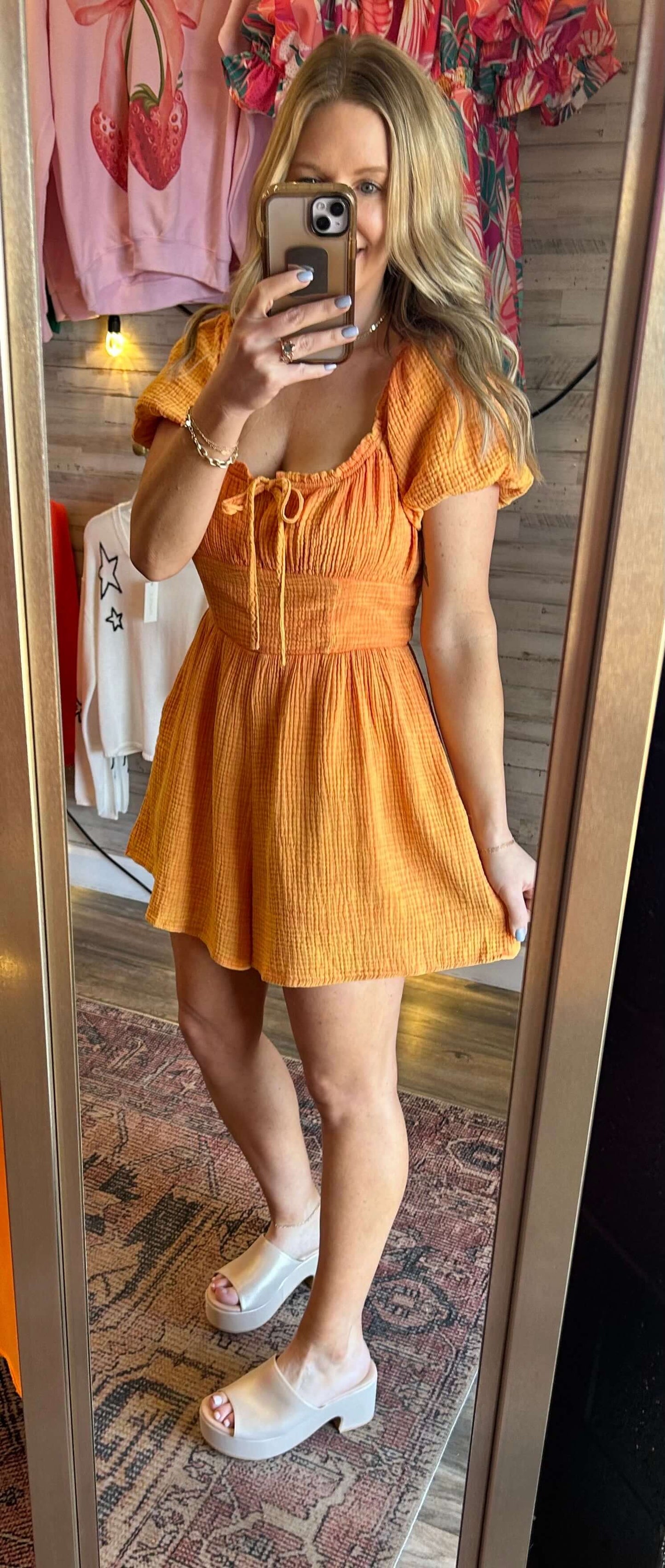Sadie&Sage Washed Orange Romper