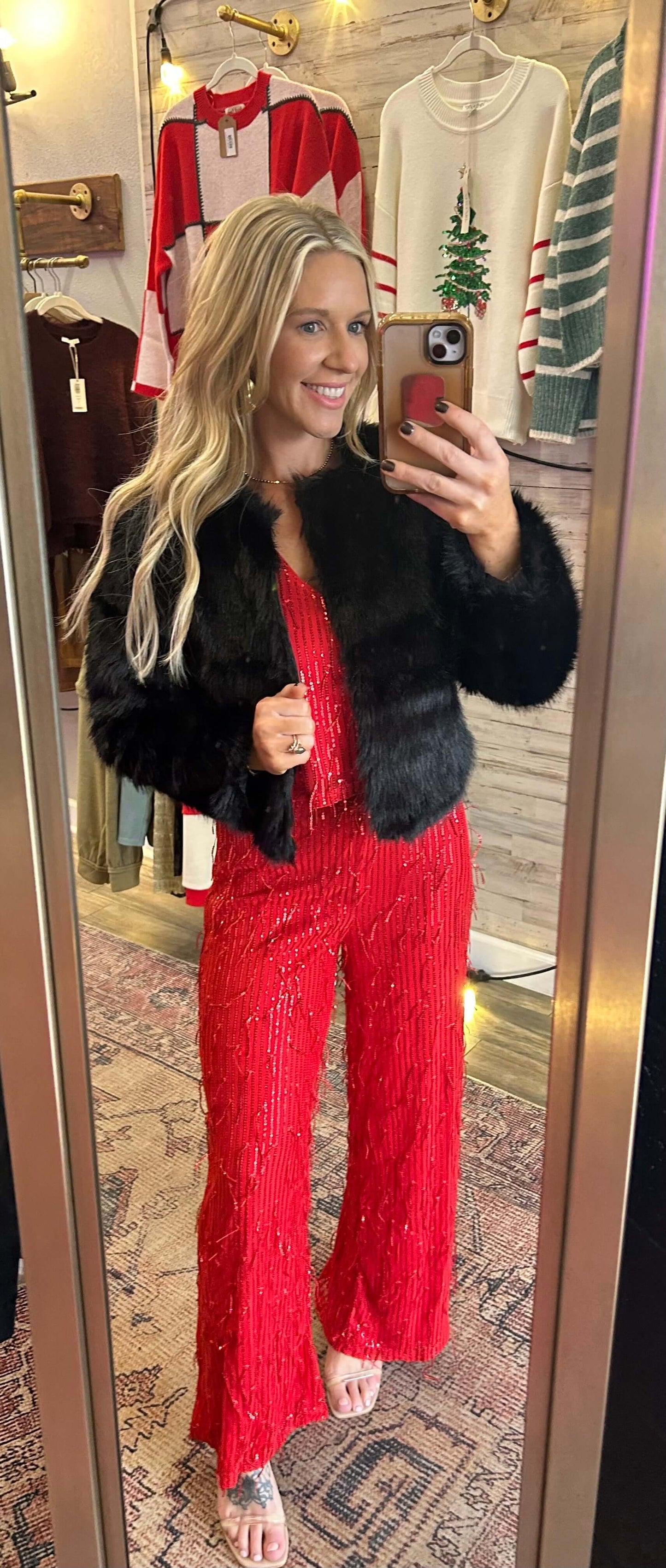 Faux Fur Jacket/ black