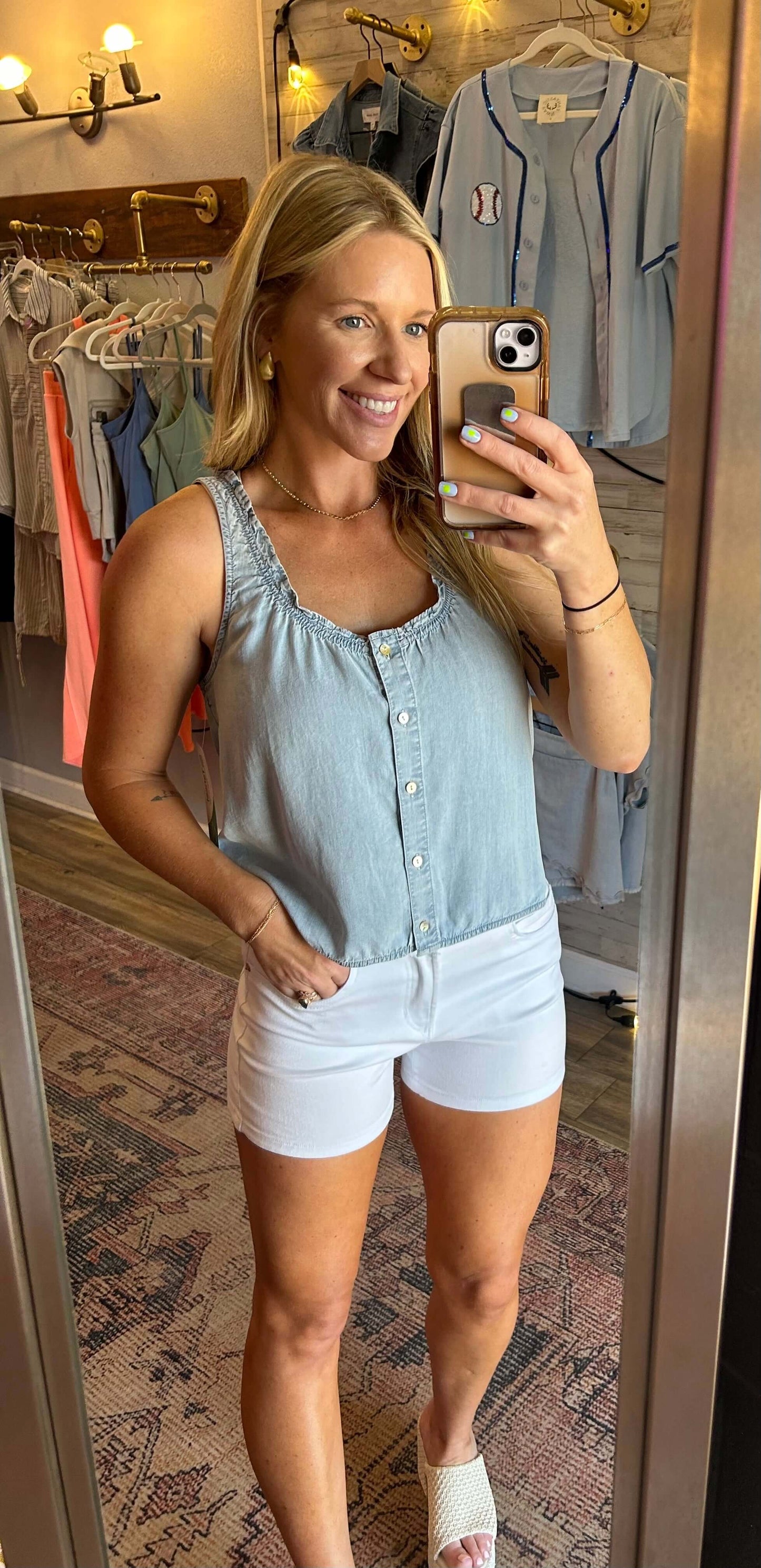 Dear John Issa Ruffle Tank/ summer lake