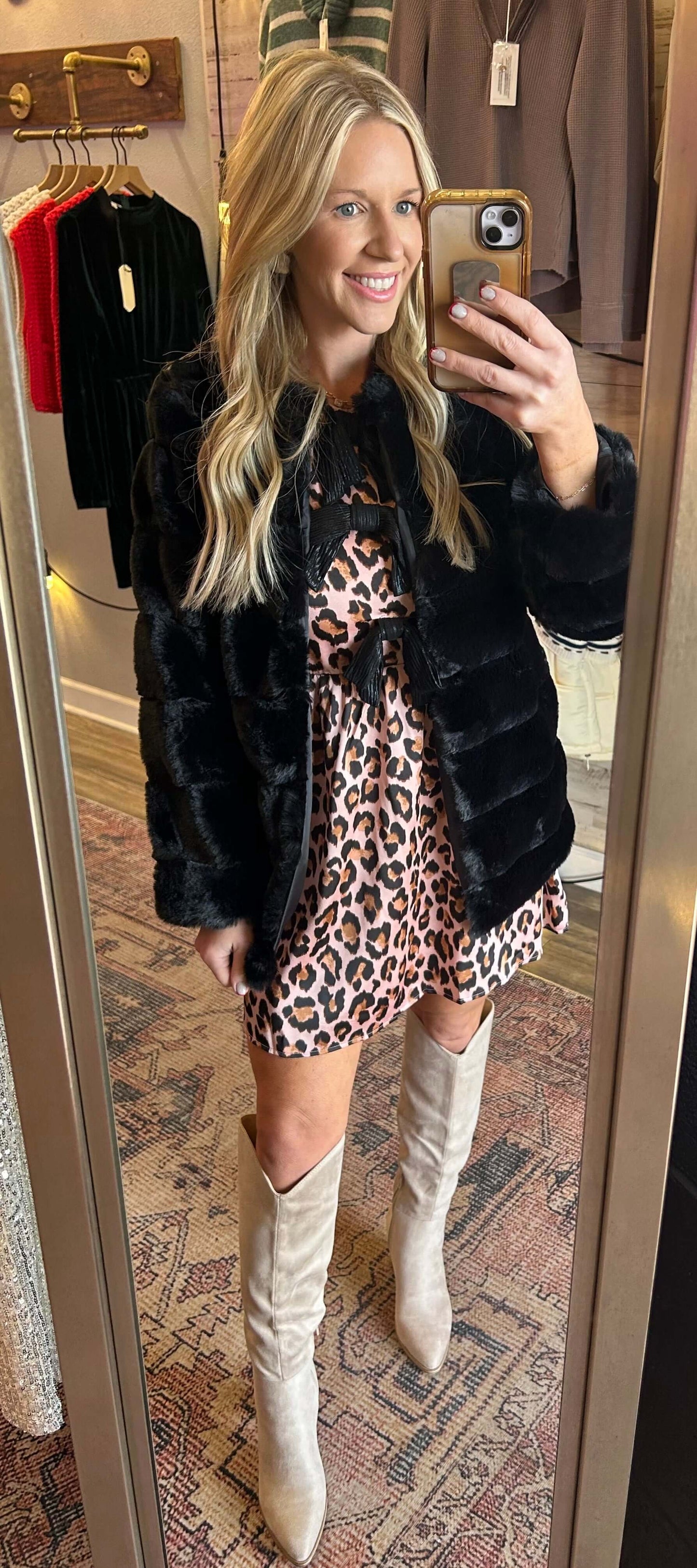 Open Front Fur Jacket / Black