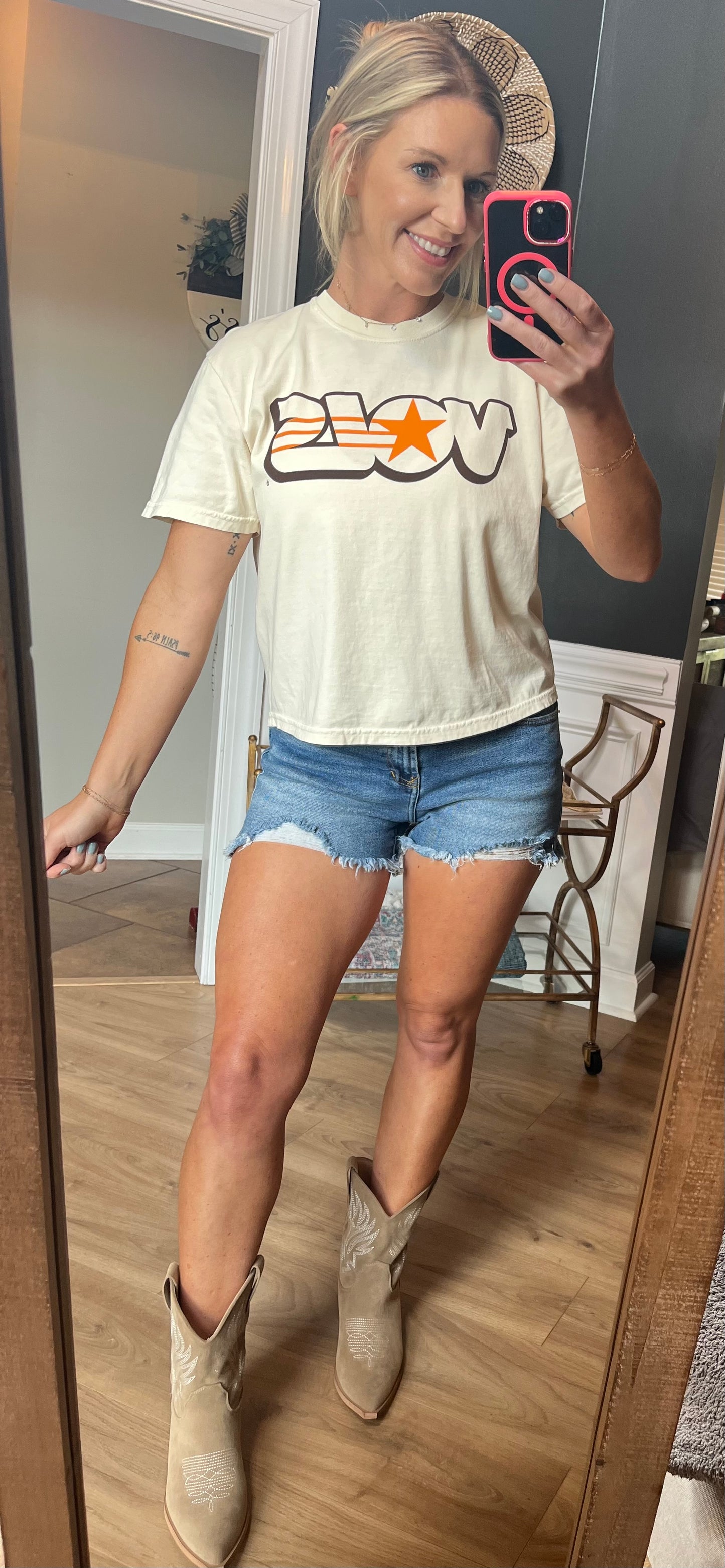 VOLS Star Retro Crop Tee/cream