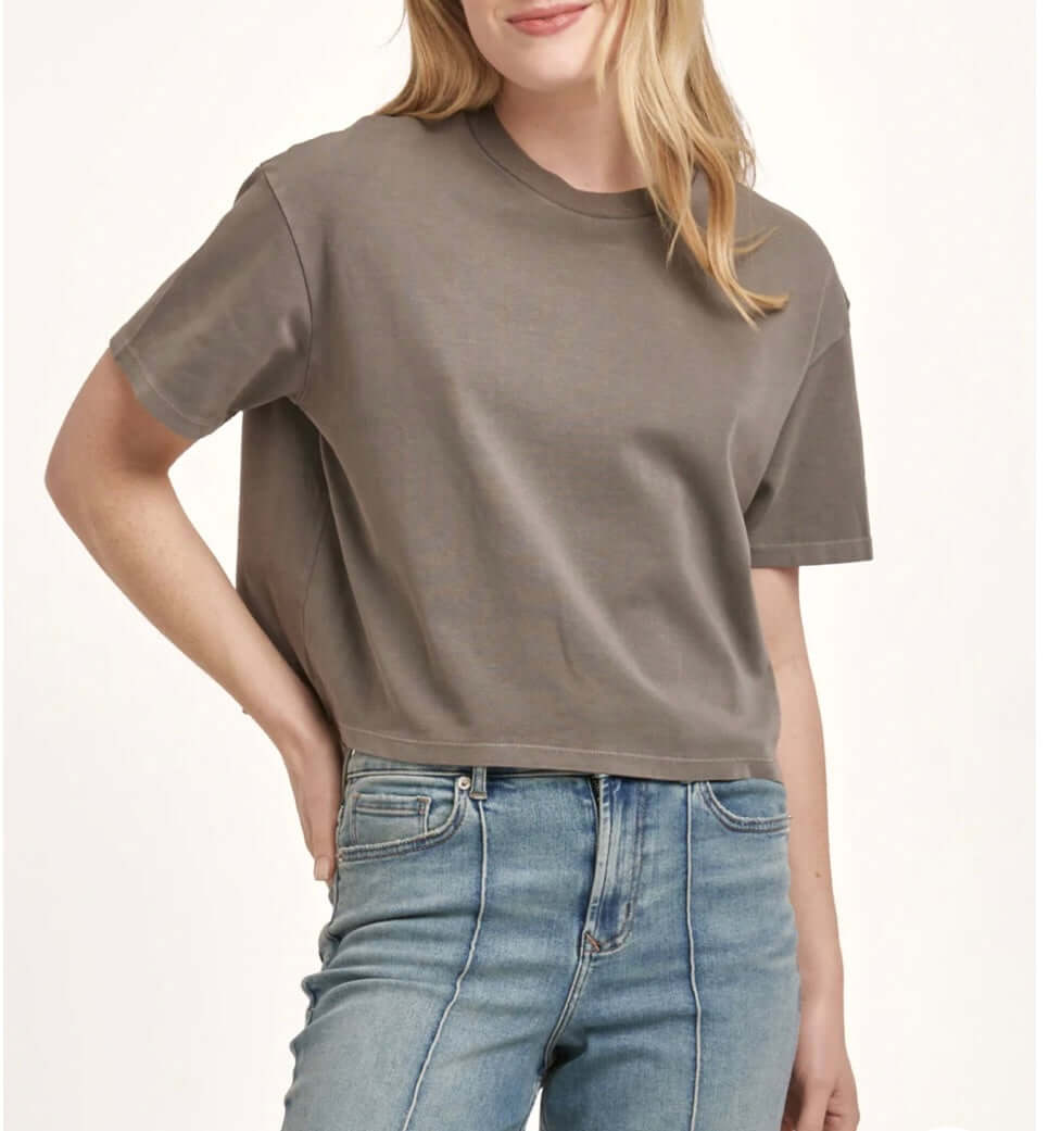 Dear John Maddox Boyfriend Jersey Cotton Top/ charcoal