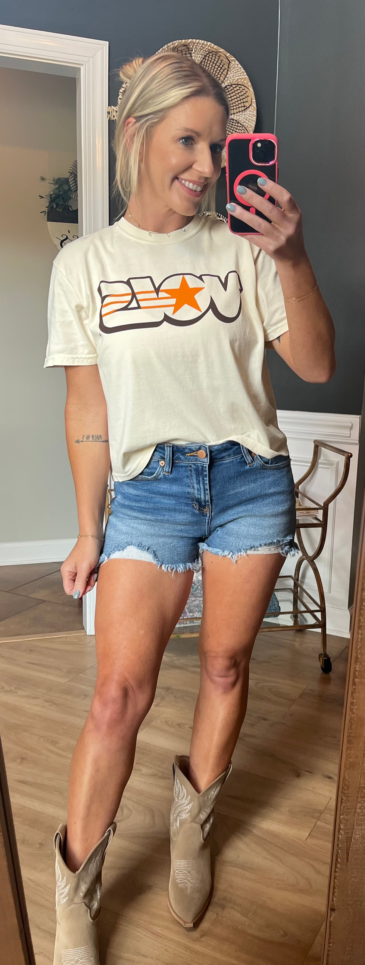 VOLS Star Retro Crop Tee/cream