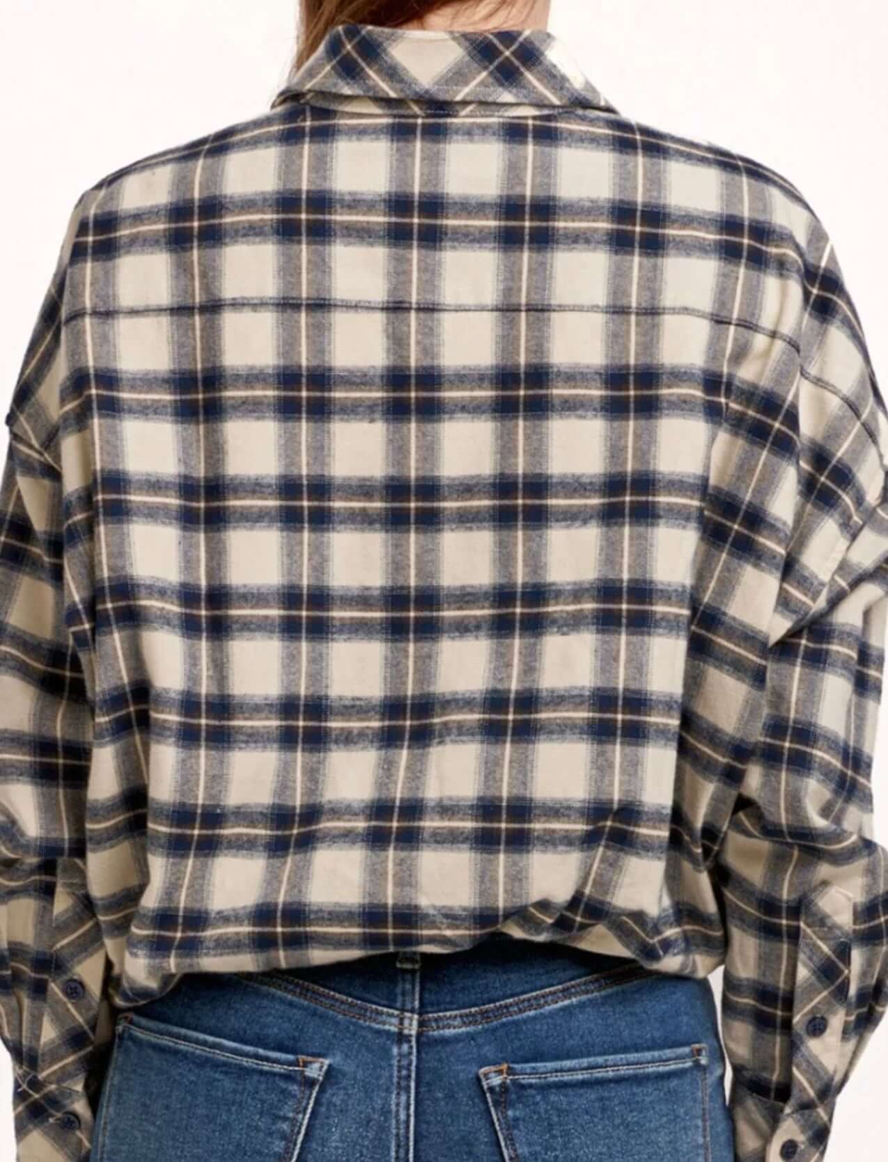 Dear John Xandra Button Down bubble hem plaid/ multi