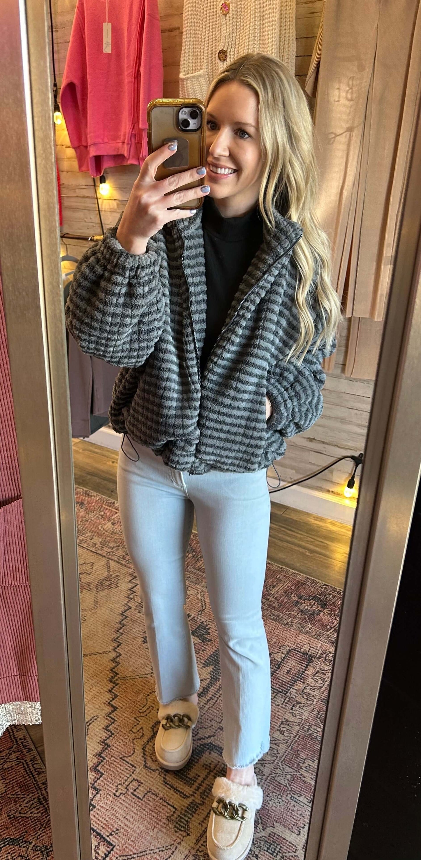 Charcoal Chenille Bomber Jacket