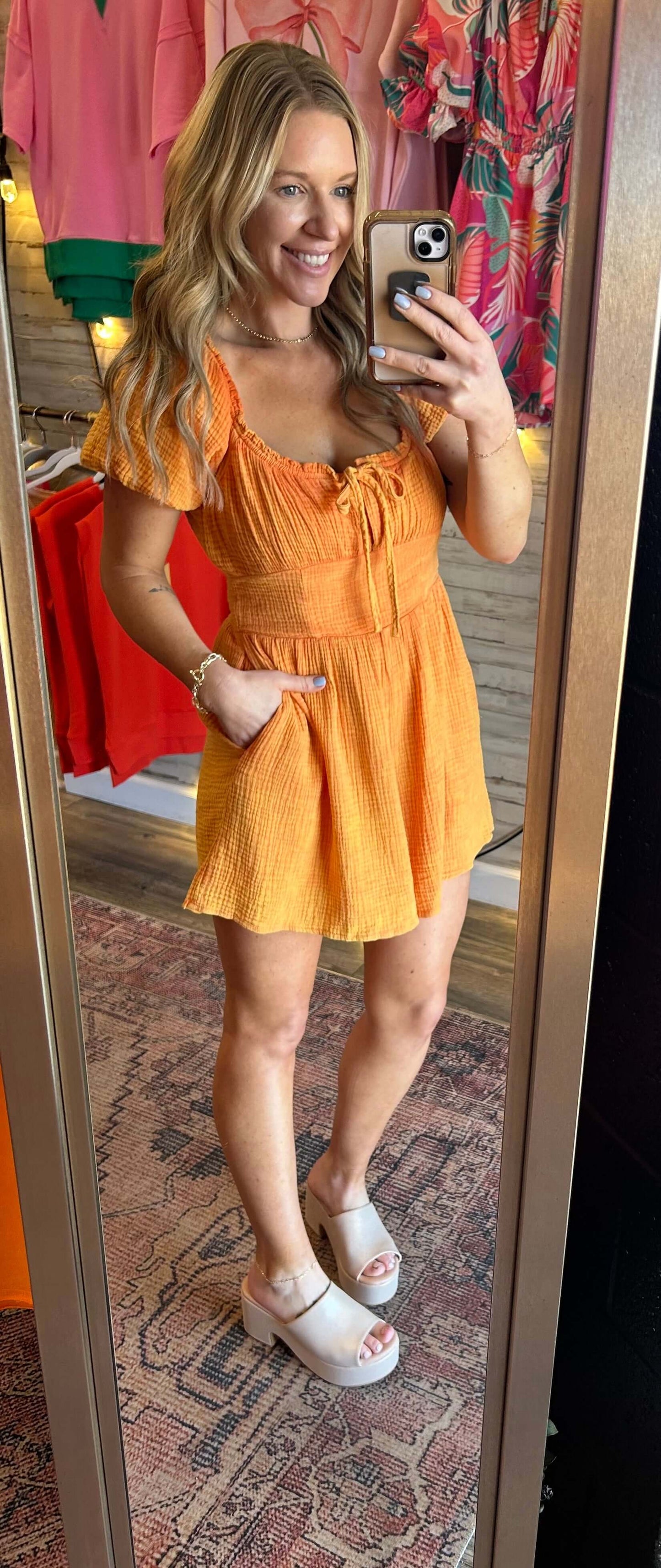 Sadie&Sage Washed Orange Romper