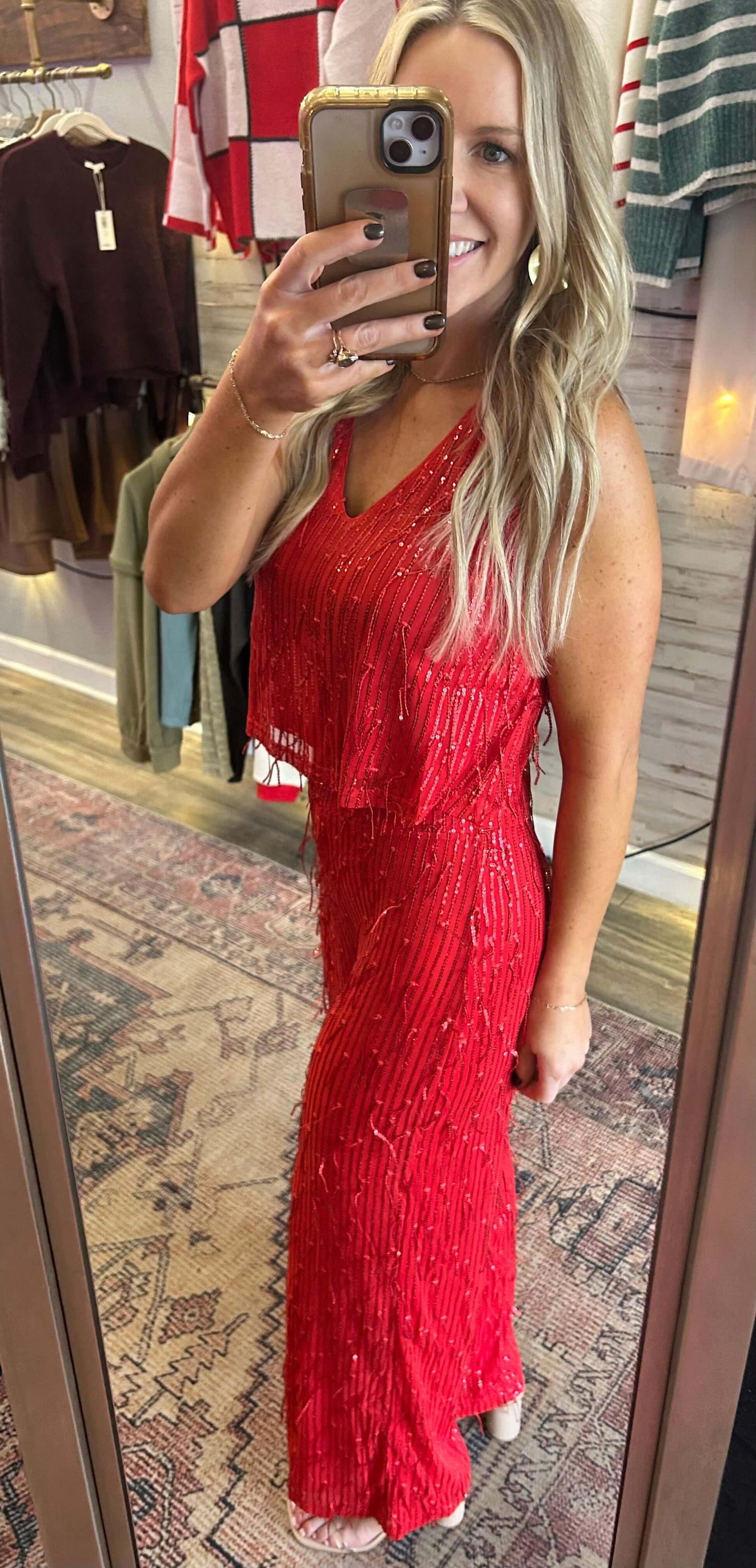 Scarlet Night Sequin 2pc Set/ Red