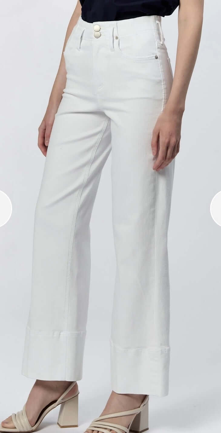 Holly high rise wide hem jeans in white, featuring flattering fit and stylish design, perfect for women's fashion.