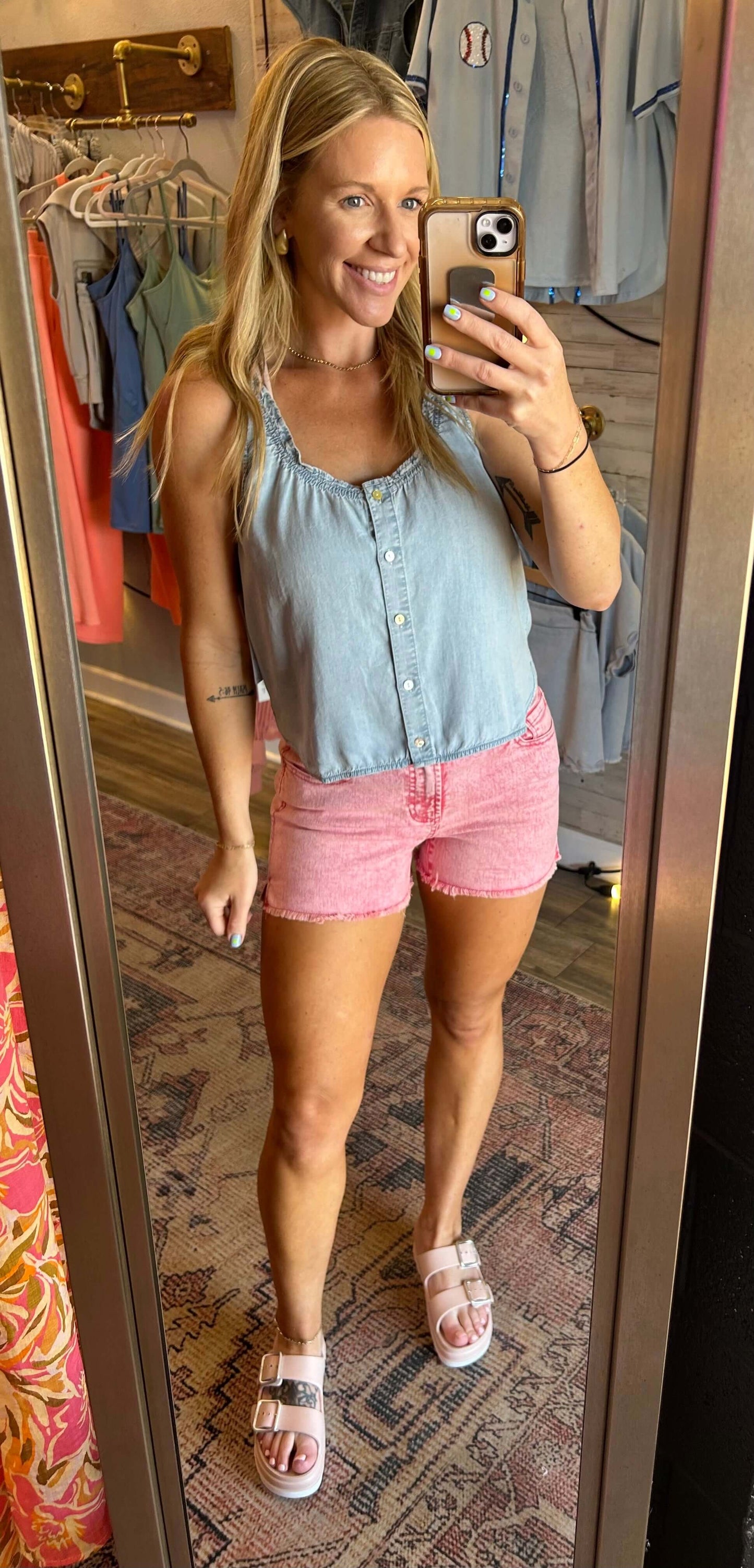 Dear John Issa Ruffle Tank/ summer lake