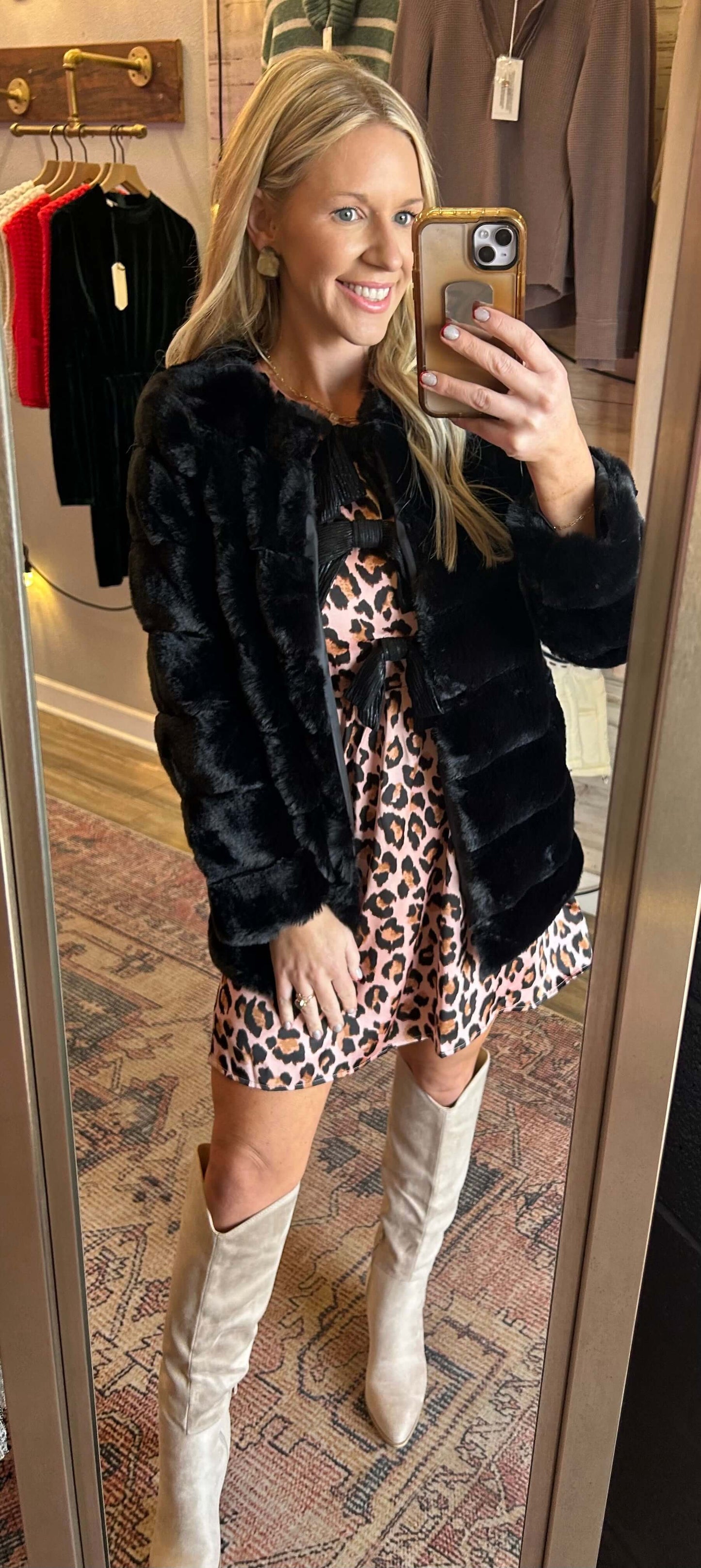 Open Front Fur Jacket / Black