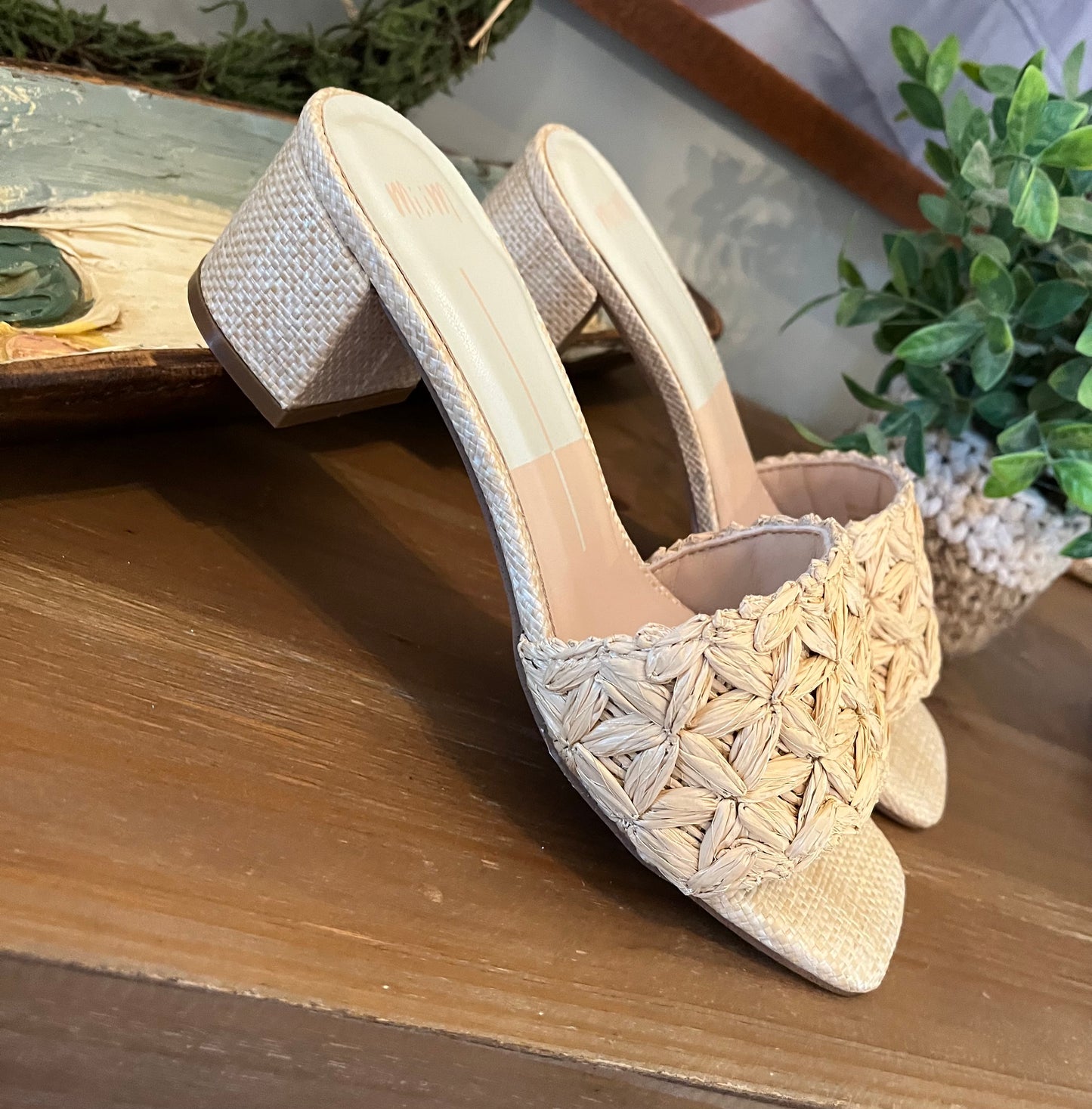 Chiara Natural Raffia Heels