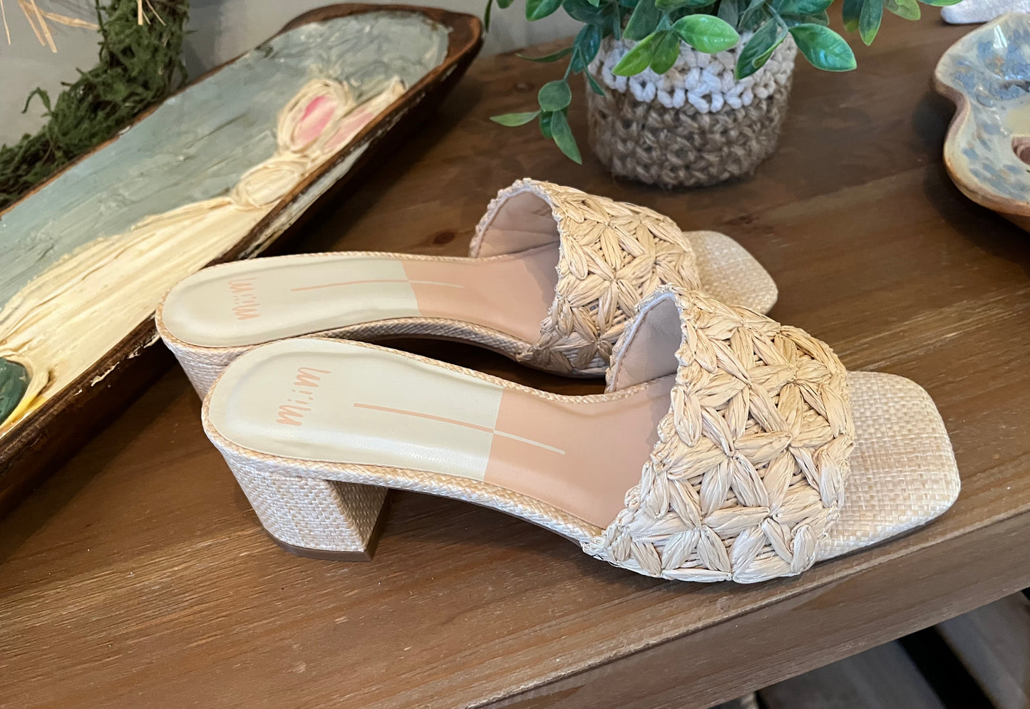 Chiara Natural Raffia Heels