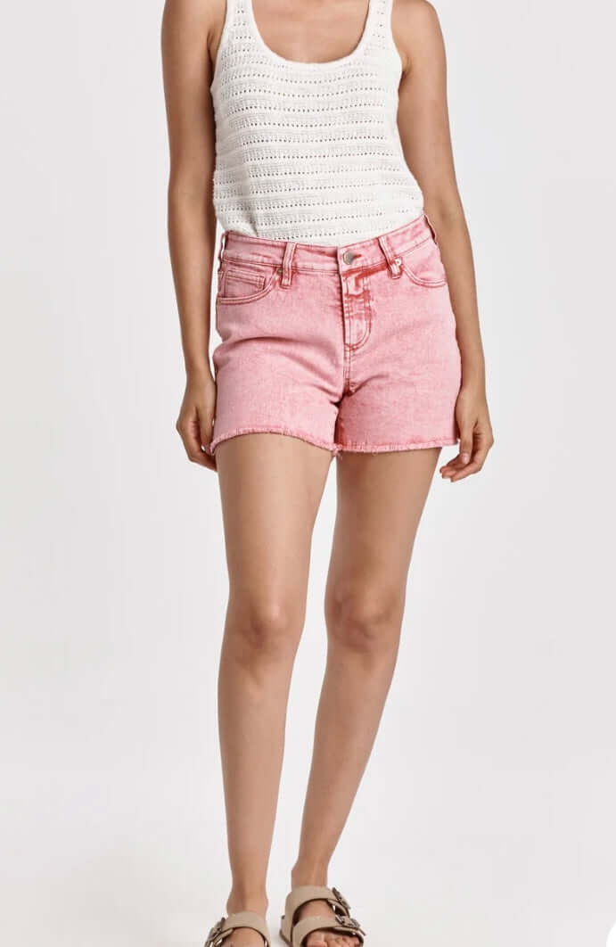Dear John Gigi Midrise Denim Shorts/ viva magenta