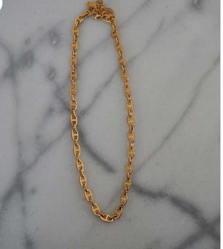 MIA Necklace - water resistant, 18k gold plated stainless steel, stylish and durable jewelry.