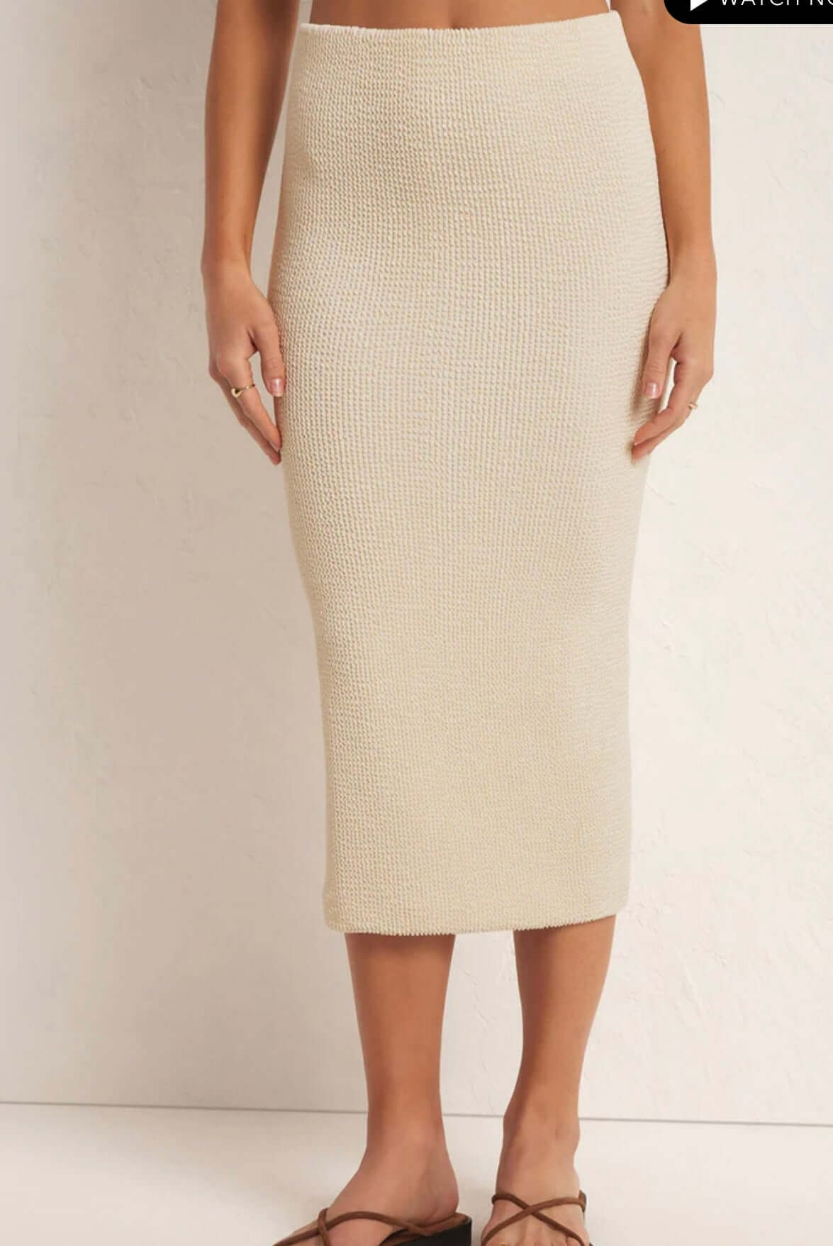Z Supply Avery Midi Skirt/ sandstone