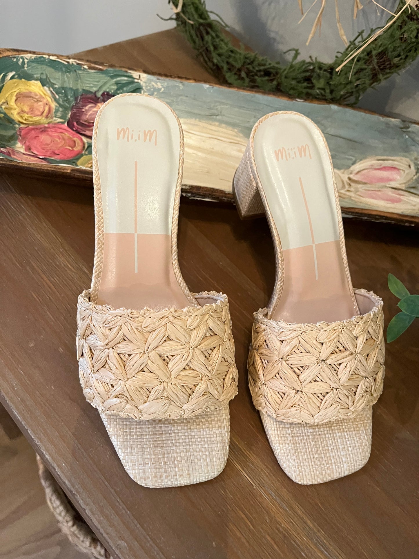 Chiara Natural Raffia Heels