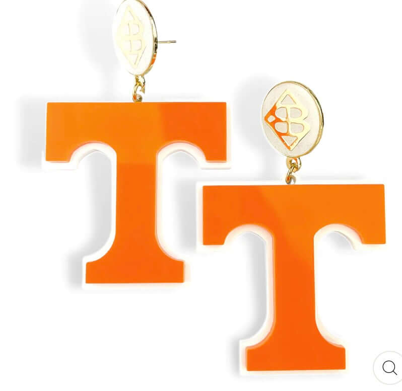 Orange&White Power T Earrings
