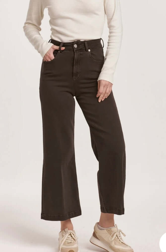 Dear John Audrey Highrise Wideleg Crop Denim/Ground Coffee