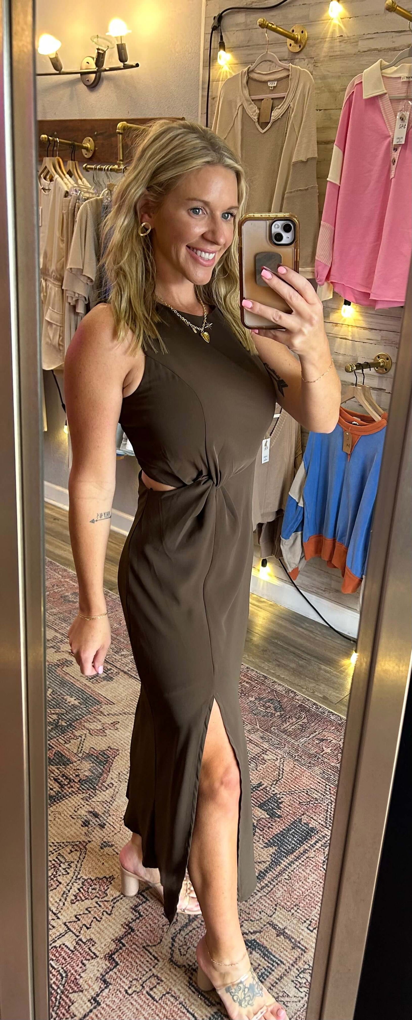 Chocolate side knot Dress