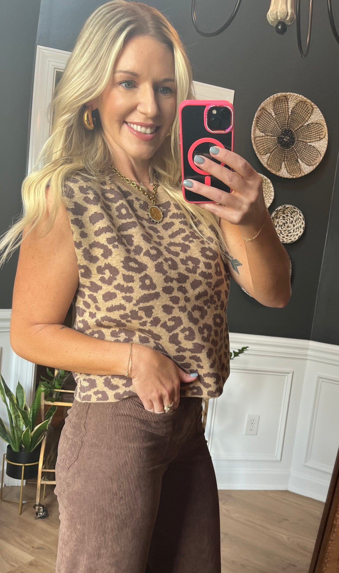 Viscose Leopard Sleeveless Sweater