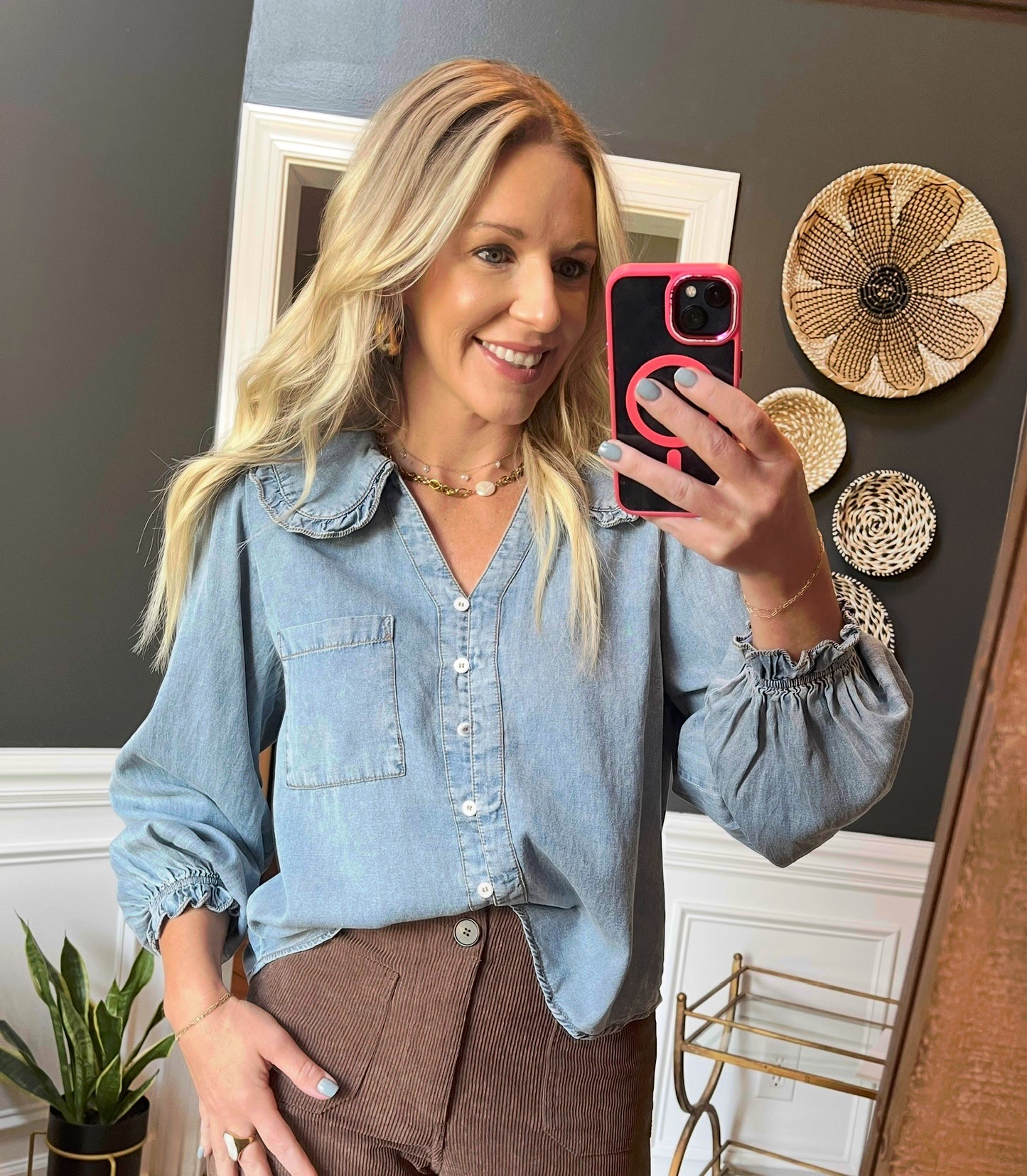 Tencel Denim Round Collar Top
