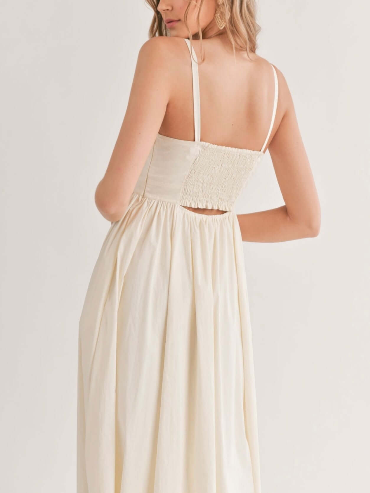 Sadie&Sage Shades On Front cutout Midi Dress/Ivory