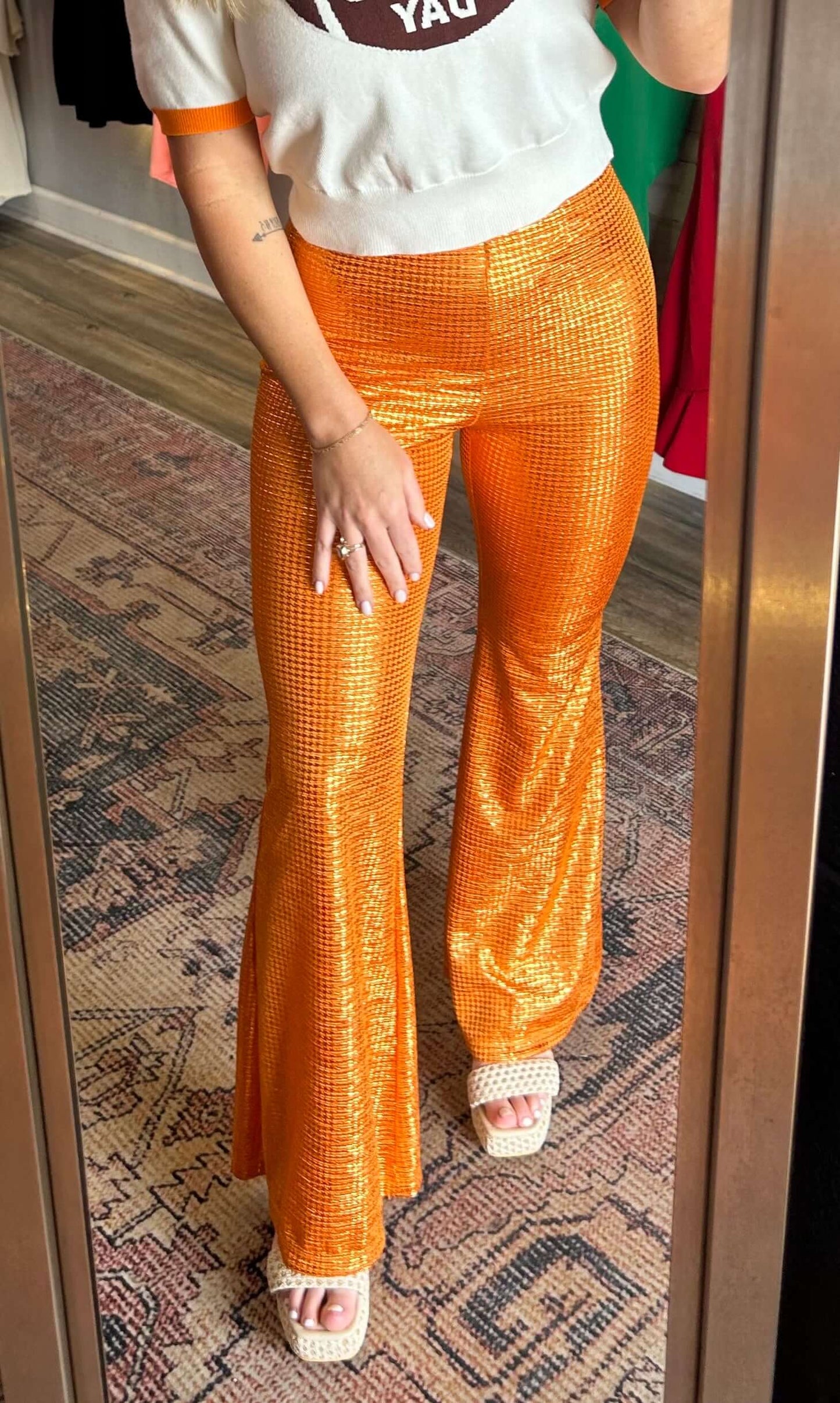 Dolly Orange Hound Flare Pants