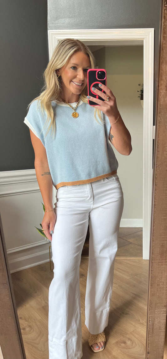 Icy Blue Sleeveless Sweater