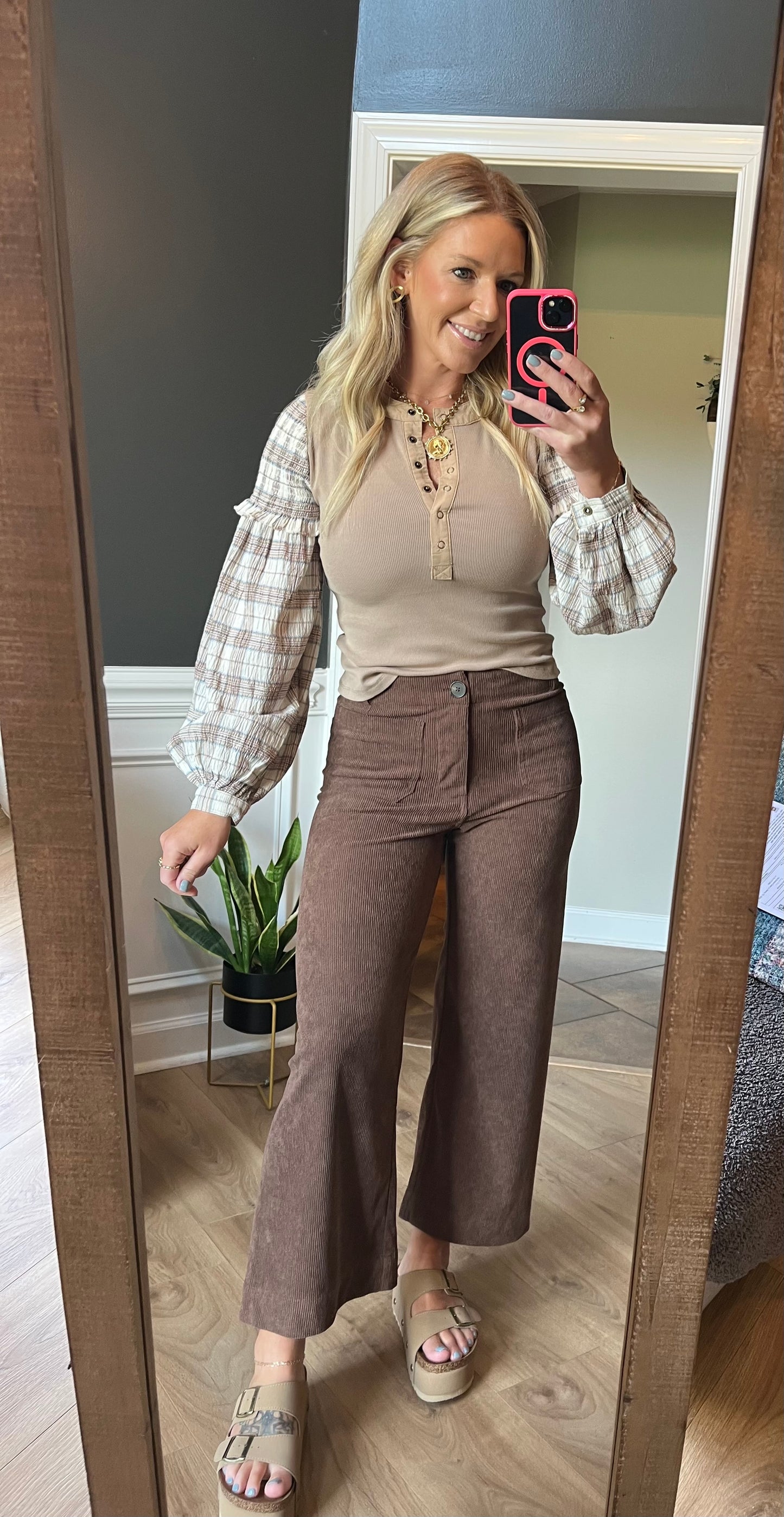 Corduroy Patch Pocket Pants/mocha mousse