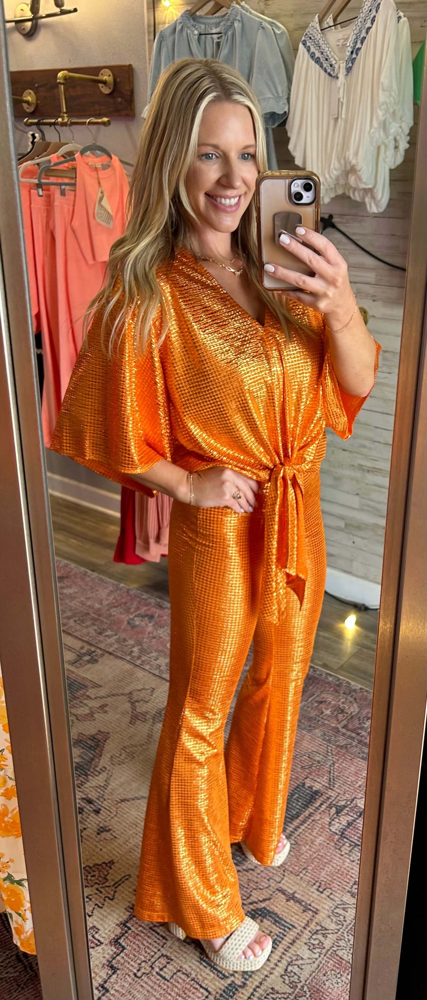 Dolly Orange Hound Flare Pants