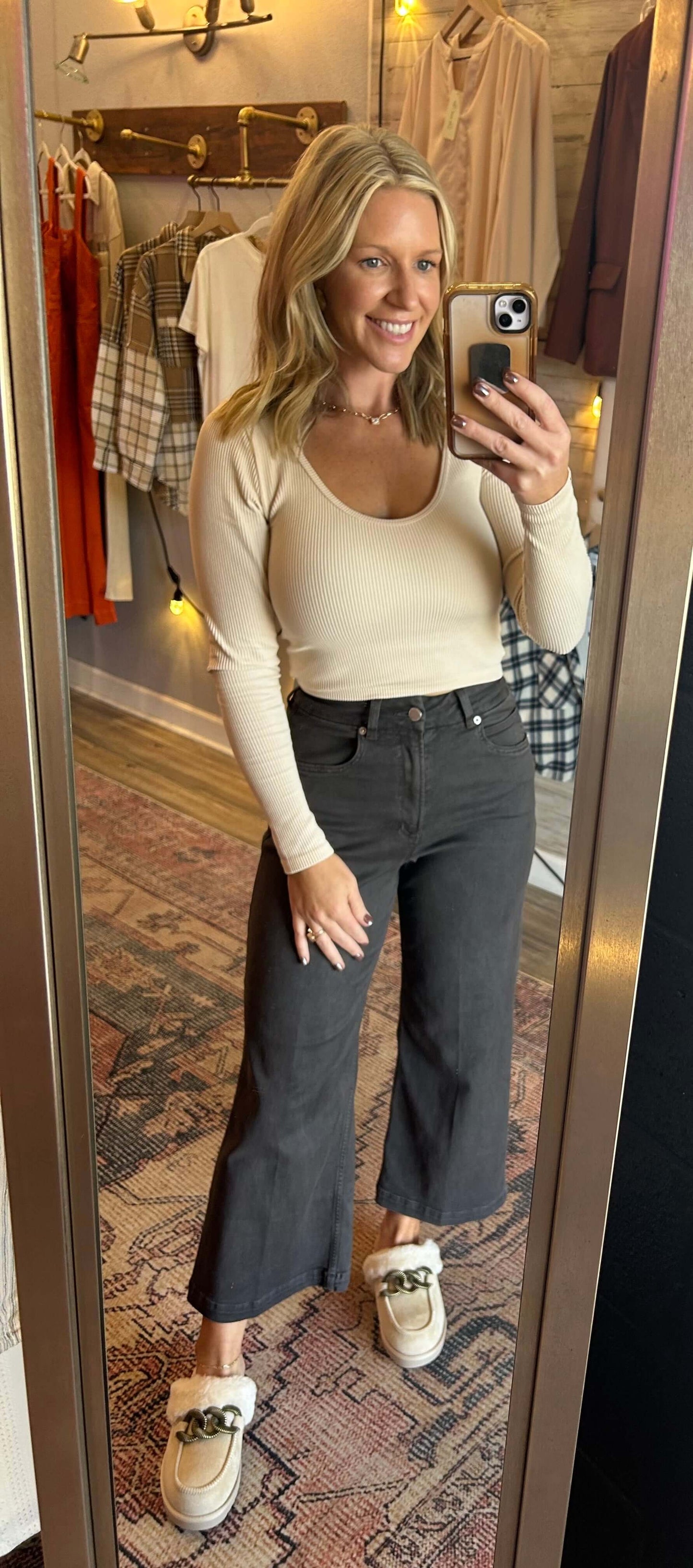 Dear John Audrey Highrise Wideleg Crop Denim/Ground Coffee