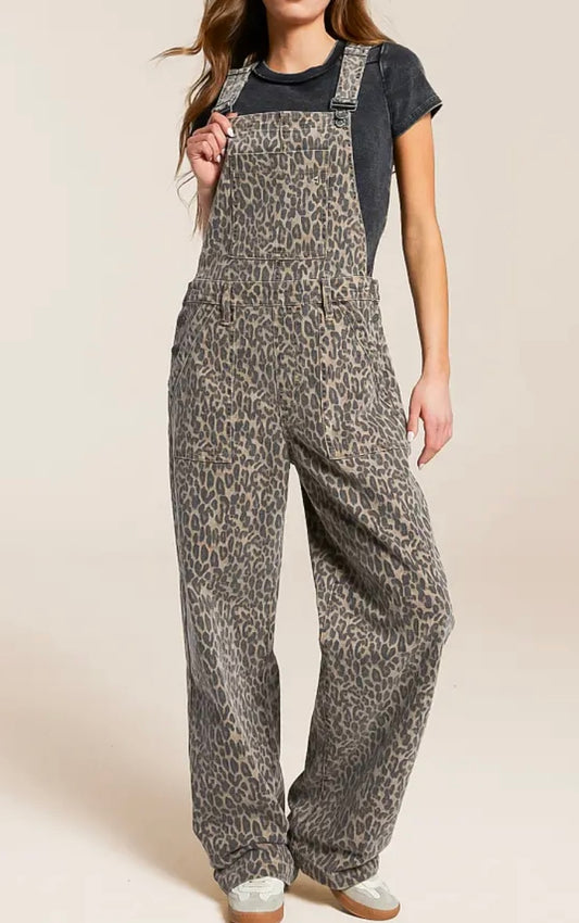 HIDDEN Denim Dylan Leopard overalls