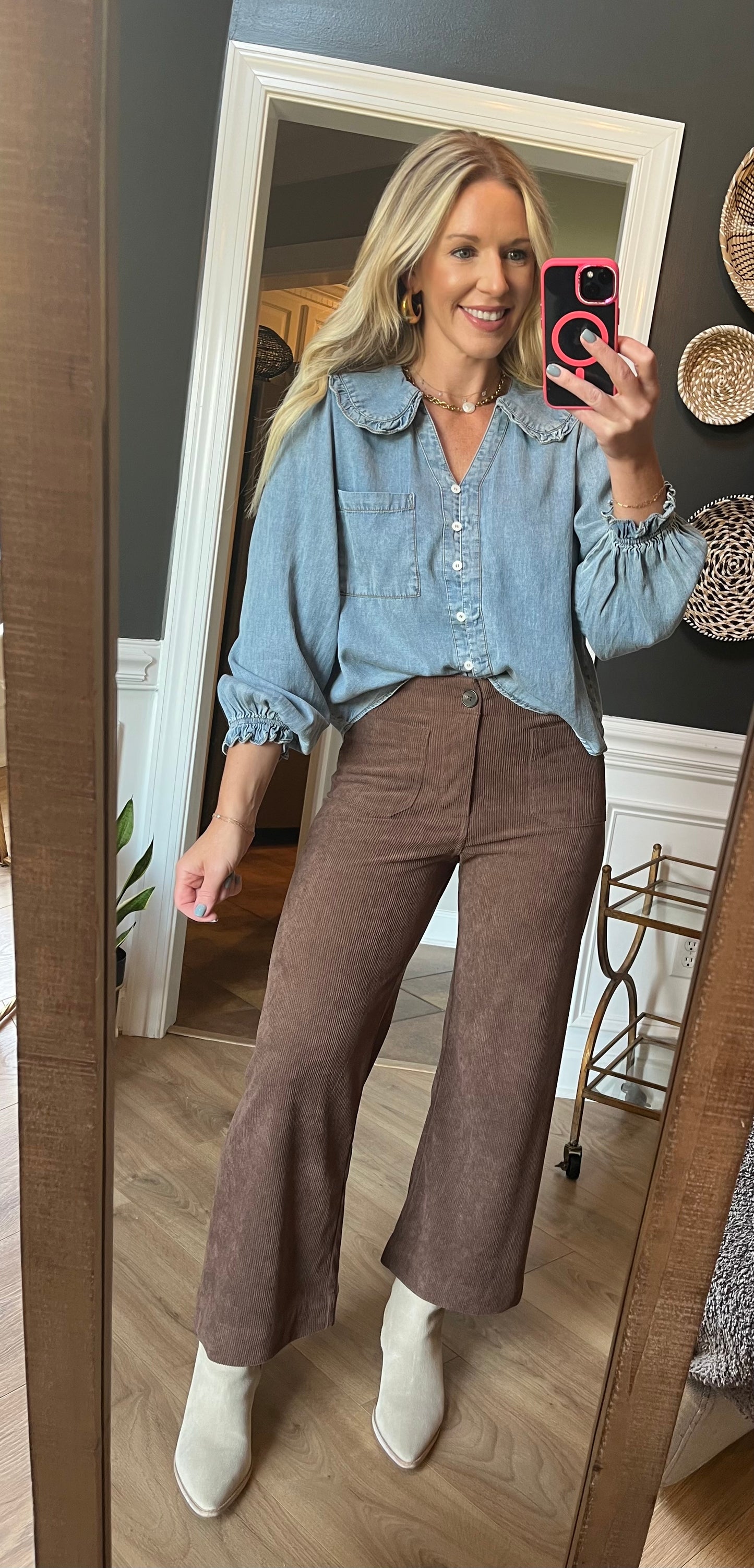 Tencel Denim Round Collar Top