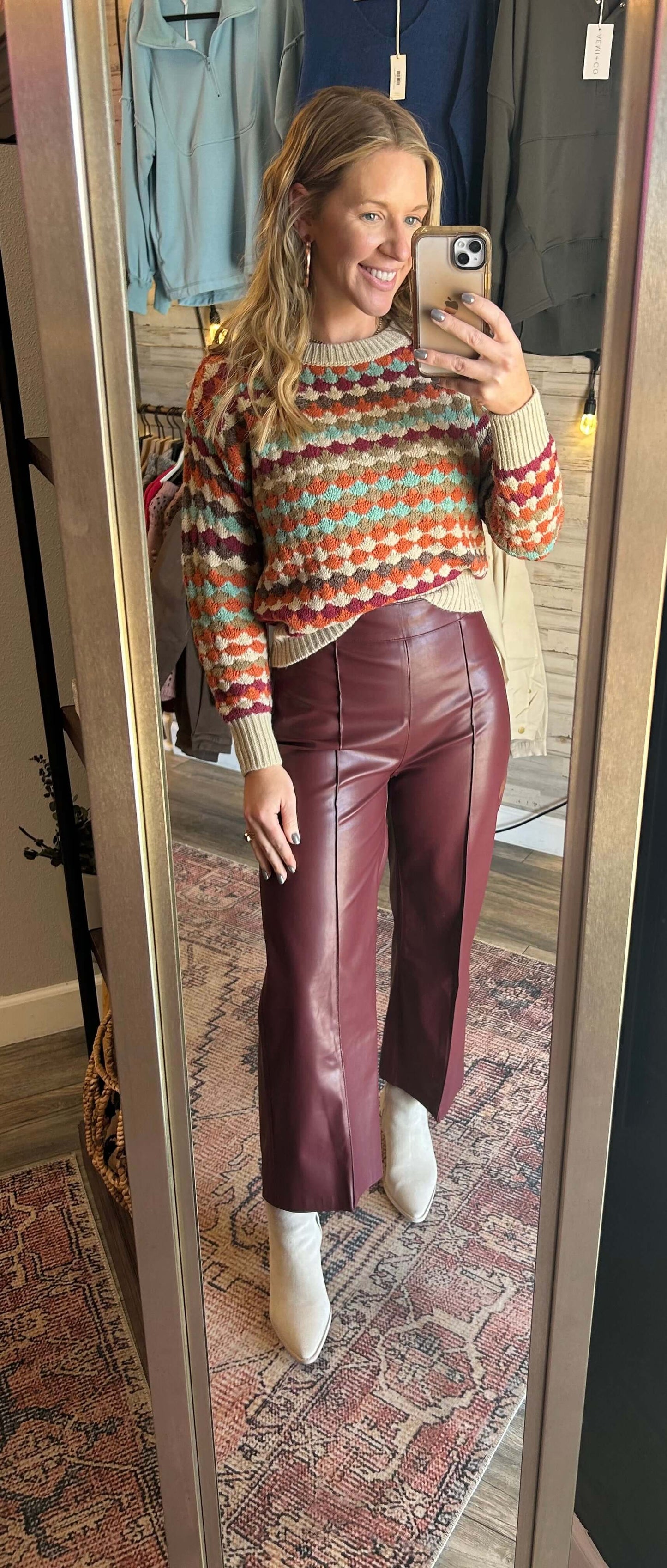 Another Love Vino Sparkle Vegan Leather crop pants