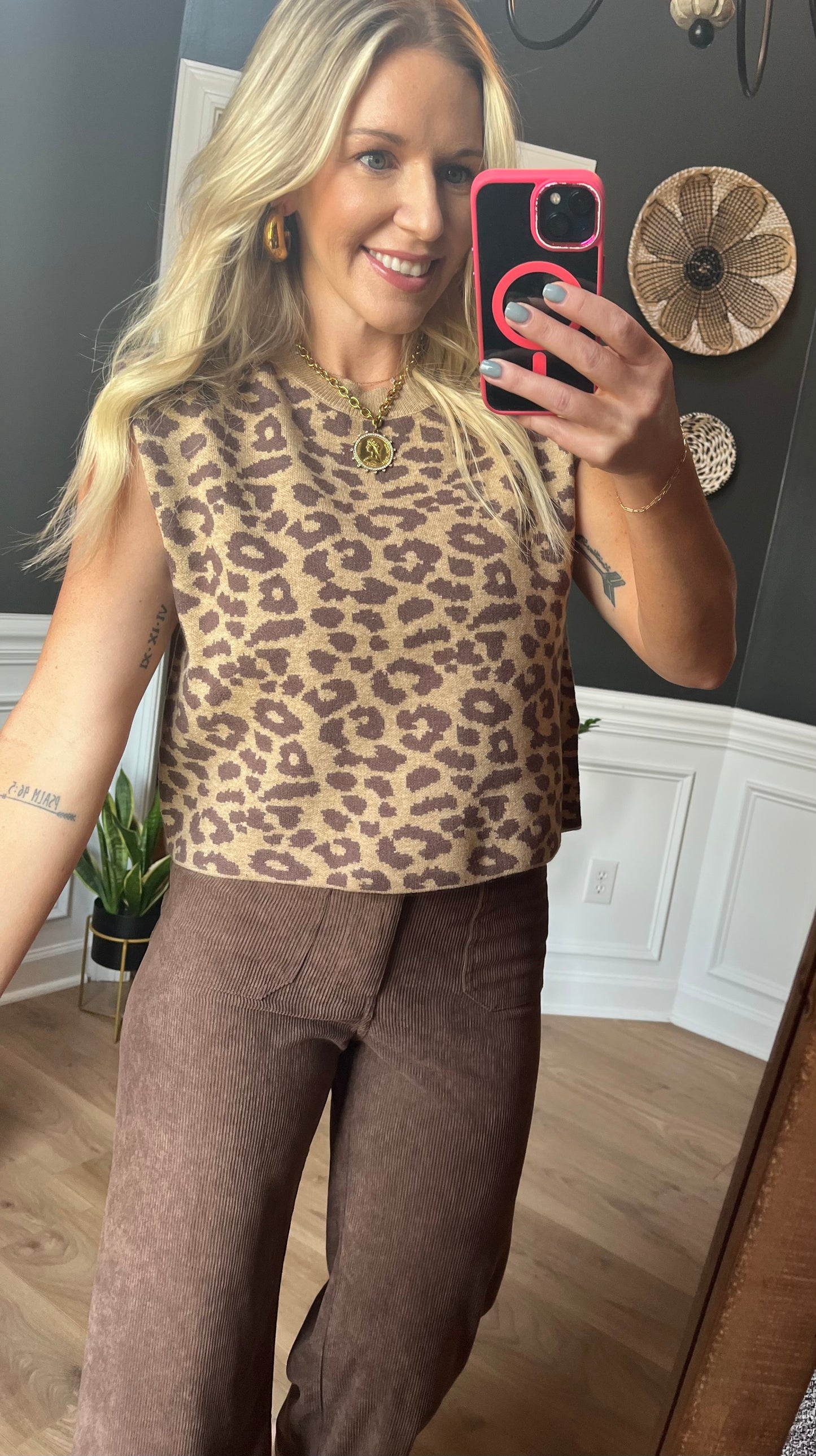 Viscose Leopard Sleeveless Sweater