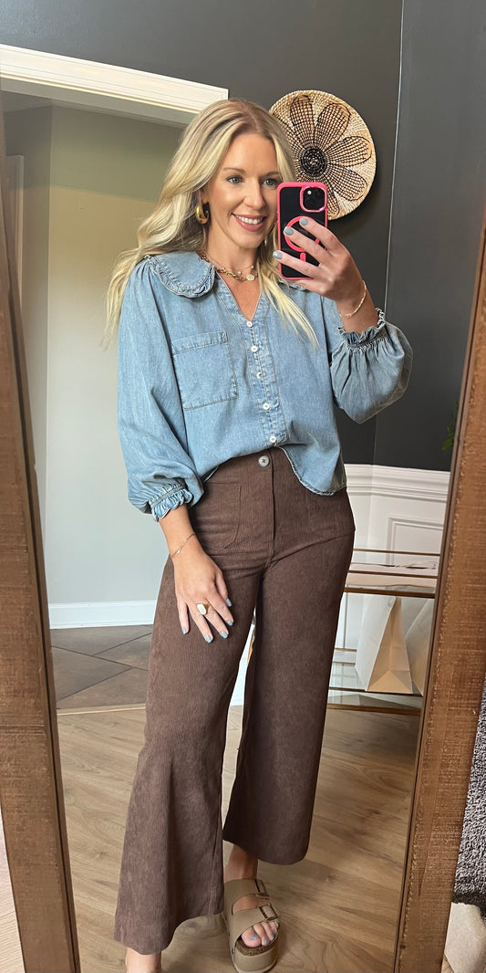 Tencel Denim Round Collar Top