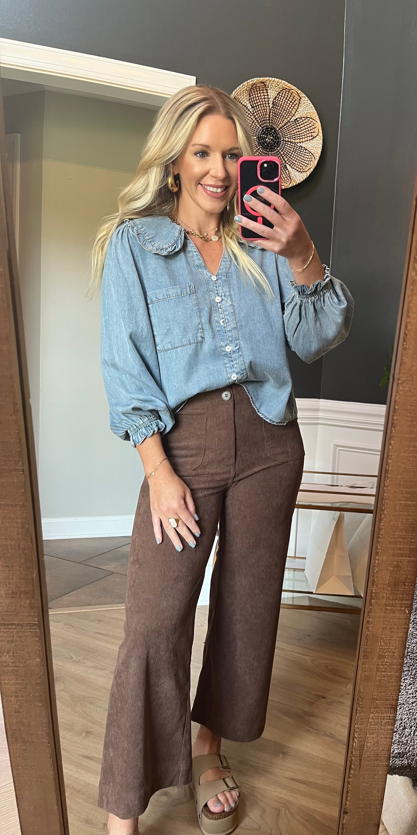 Tencel Denim Round Collar Top