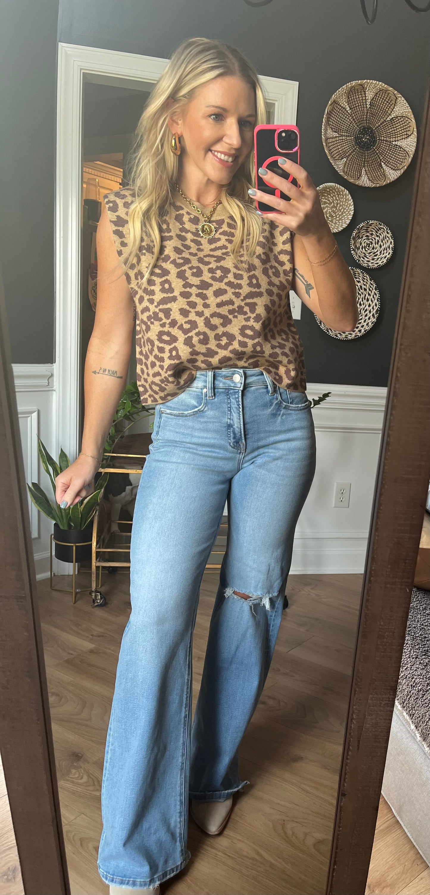 Viscose Leopard Sleeveless Sweater