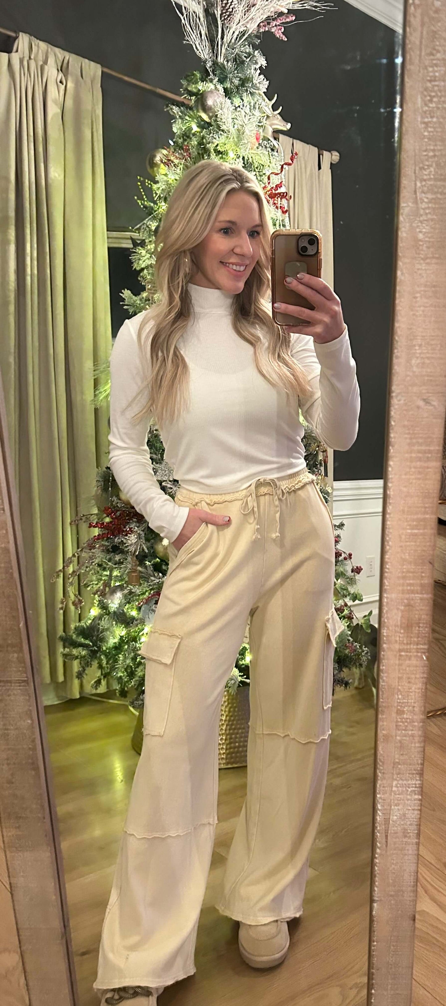 Ribbed Mock neck Crop long sleeve tee