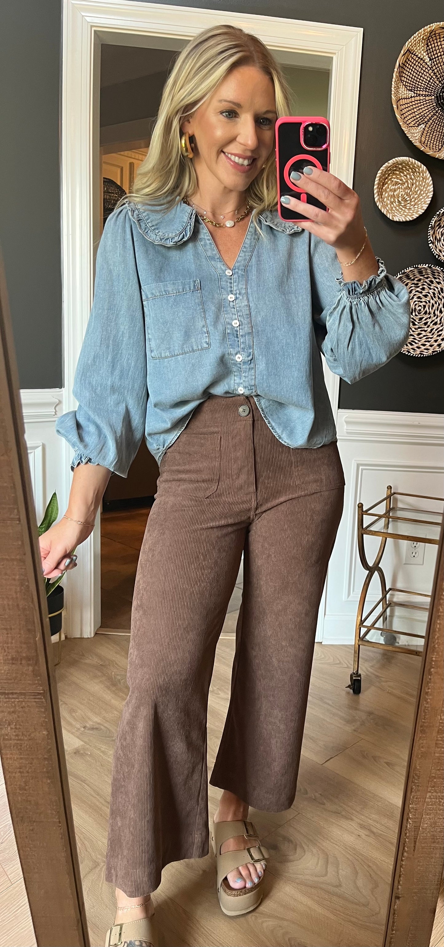 Tencel Denim Round Collar Top